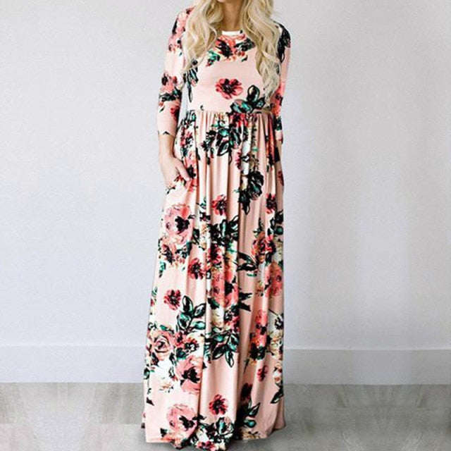 Floral Print Maxi Dress White Boho Beach Dress Women Evening Party Long Dress Plus Size
