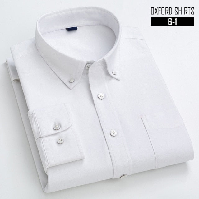 S-8XL Plus Size New Men's 100% Cotton Oxford Shirts Men Long Sleeve Casual Slim Fit  Dress Shirts For Male  Business Shirt Tops