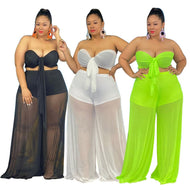 Plus Size Two Piece Set Summer Clothes Sexy Bra Top Maxi Skirt