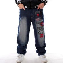 Load image into Gallery viewer, Man Loose Baggy Jeans Hiphop Skateboard Denim Pants Hip Hop Rap Male Black Trouses Big Size 30-46