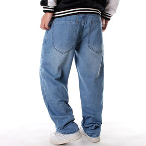 Man Loose Baggy Jeans Hiphop Skateboard Denim Pants Hip Hop Rap Male Black Trouses Big Size 30-46