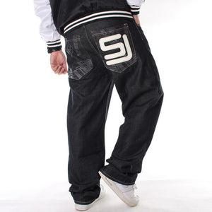 Man Loose Baggy Jeans Hiphop Skateboard Denim Pants Hip Hop Rap Male Black Trouses Big Size 30-46