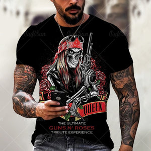 Men Street Skull Head 3D Printing Unisex Clothes Plus Size Comfortable Round Neck