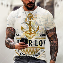 Load image into Gallery viewer, Boat Anchor Print MenT Shirt O-Neck Short Sleeve Casual Loose T-Shirt Plus Size