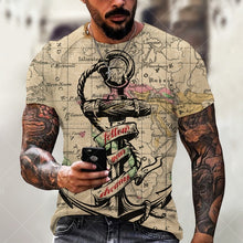 Load image into Gallery viewer, Boat Anchor Print MenT Shirt O-Neck Short Sleeve Casual Loose T-Shirt Plus Size