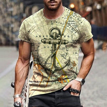 Load image into Gallery viewer, Boat Anchor Print MenT Shirt O-Neck Short Sleeve Casual Loose T-Shirt Plus Size