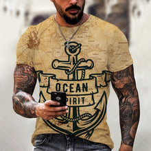 Load image into Gallery viewer, Boat Anchor Print MenT Shirt O-Neck Short Sleeve Casual Loose T-Shirt Plus Size