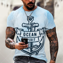 Load image into Gallery viewer, Boat Anchor Print MenT Shirt O-Neck Short Sleeve Casual Loose T-Shirt Plus Size