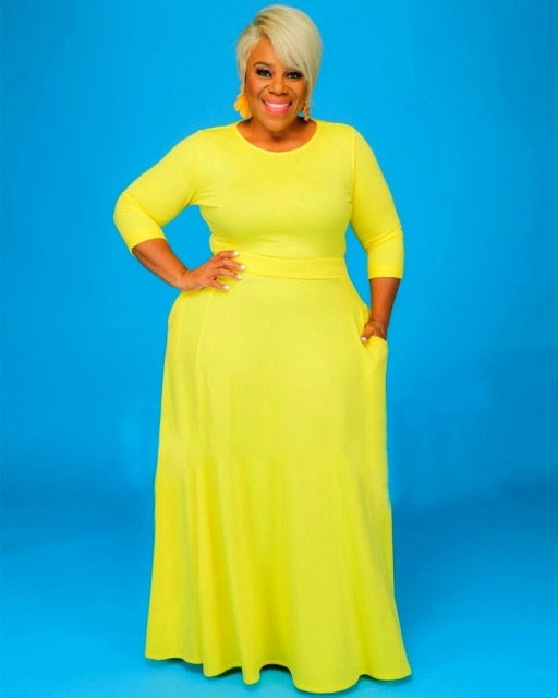 Plus Size Two Piece Set Long Sleeve Tops High Waist Slit Maxi Skirts Sets Matching Suit