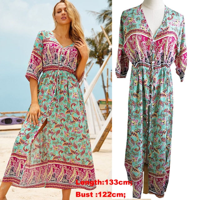 Maxi Dress Cover up Robe Plage Bathing suit Cover ups Pareo Salida de Playa  Kaftan Beach Swimwear Cover up