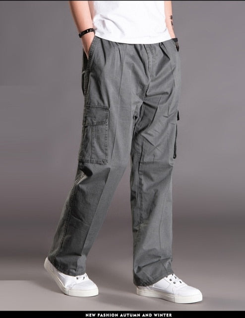 Big size Size Autumn Winter Men Cargo Pants Cotton Pocket