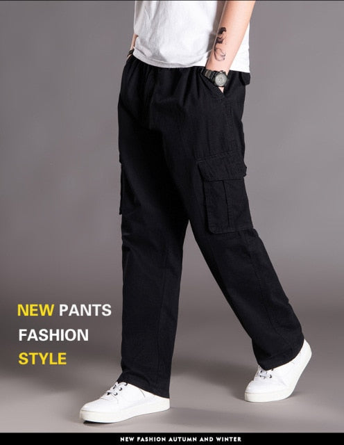 Big size Size Autumn Winter Men Cargo Pants Cotton Pocket