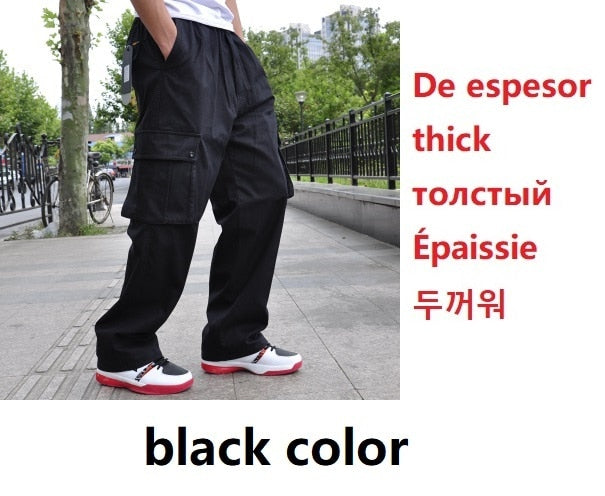 Big size Size Autumn Winter Men Cargo Pants Cotton Pocket