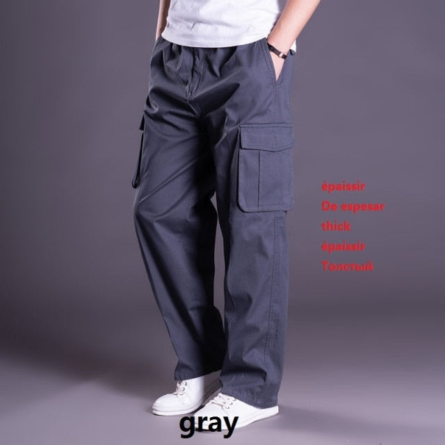 Big size Size Autumn Winter Men Cargo Pants Cotton Pocket