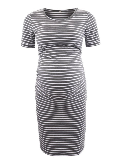 Maternity Women Side Ruched Clothes Bodycon Photography Casual Short Sleeve Wrap Baby Showers Plus Size S-XL