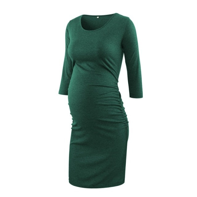 Maternity Women Side Ruched Clothes Bodycon Photography Casual Short Sleeve Wrap Baby Showers Plus Size S-XL