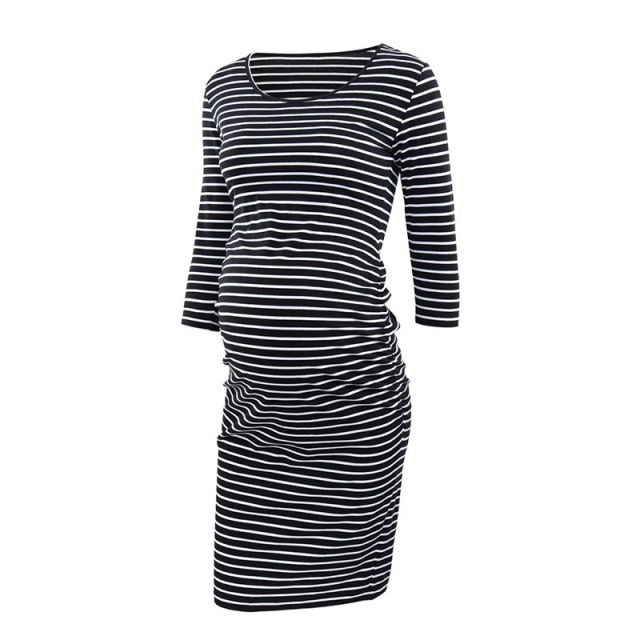 Maternity Women Side Ruched Clothes Bodycon Photography Casual Short Sleeve Wrap Baby Showers Plus Size S-XL