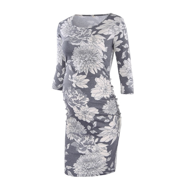 Maternity Women Side Ruched Clothes Bodycon Photography Casual Short Sleeve Wrap Baby Showers Plus Size S-XL