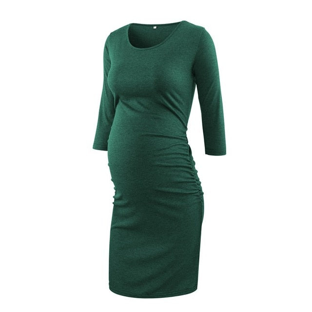 Maternity Women Side Ruched Clothes Bodycon Photography Casual Short Sleeve Wrap Baby Showers Plus Size S-XL