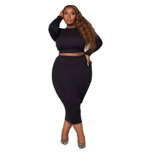 4XL 5XL Two-piece Skirt Suit