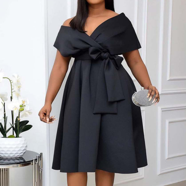 Bow Elegant Wedding Party Dresses Plus Size Women Clothing S-XXXL