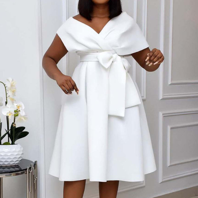 Bow Elegant Wedding Party Dresses Plus Size Women Clothing S-XXXL