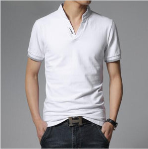 Polo Men Leisure Stand Collar Long Sleeve V Neck Polo Shirts Big Size S-7XL Male Top