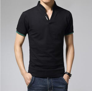 Polo Men Leisure Stand Collar Long Sleeve V Neck Polo Shirts Big Size S-7XL Male Top