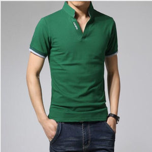 Polo Men Leisure Stand Collar Long Sleeve V Neck Polo Shirts Big Size S-7XL Male Top