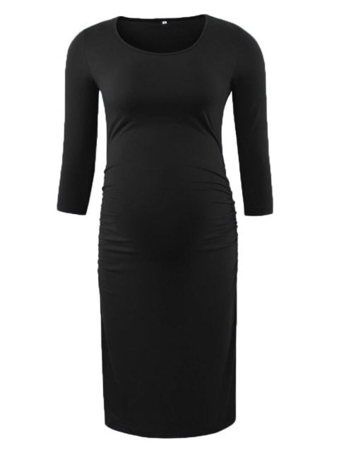 Maternity Women Side Ruched Clothes Bodycon Photography Casual Short Sleeve Wrap Baby Showers Plus Size S-XL