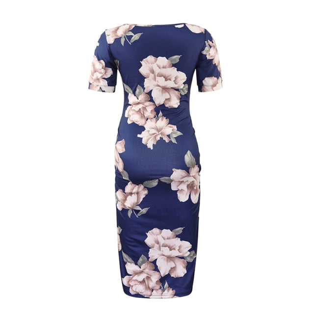 Maternity Women Side Ruched Clothes Bodycon Photography Casual Short Sleeve Wrap Baby Showers Plus Size S-XL