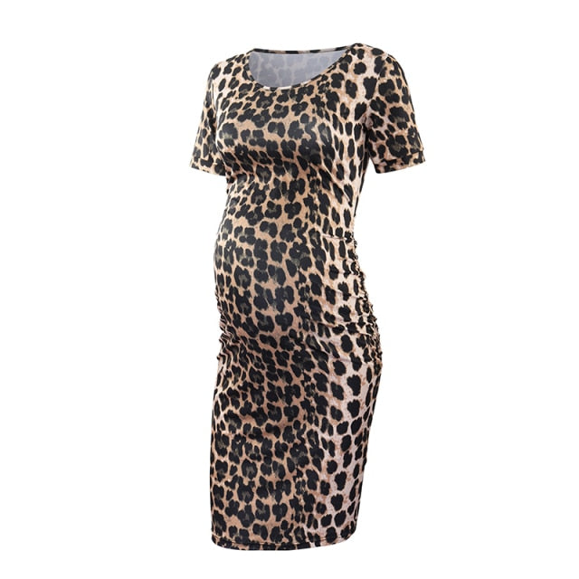 Maternity Women Side Ruched Clothes Bodycon Photography Casual Short Sleeve Wrap Baby Showers Plus Size S-XL