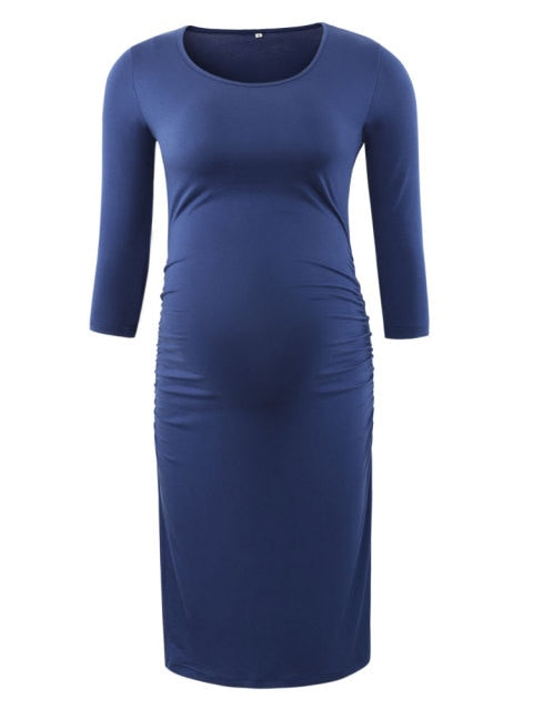 Maternity Women Side Ruched Clothes Bodycon Photography Casual Short Sleeve Wrap Baby Showers Plus Size S-XL