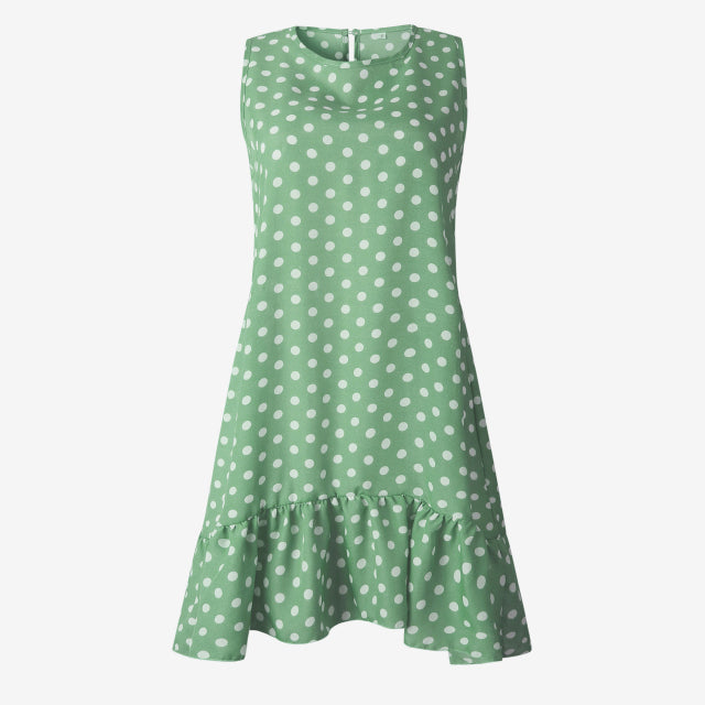 Lossky Women Summer Dress Polka Dot Chiffon Sleeveless Beach Mini Casual