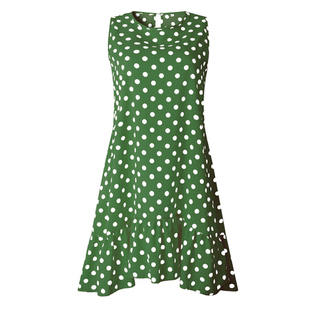 Lossky Women Summer Dress Polka Dot Chiffon Sleeveless Beach Mini Casual
