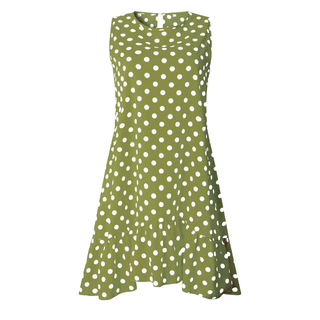 Lossky Women Summer Dress Polka Dot Chiffon Sleeveless Beach Mini Casual