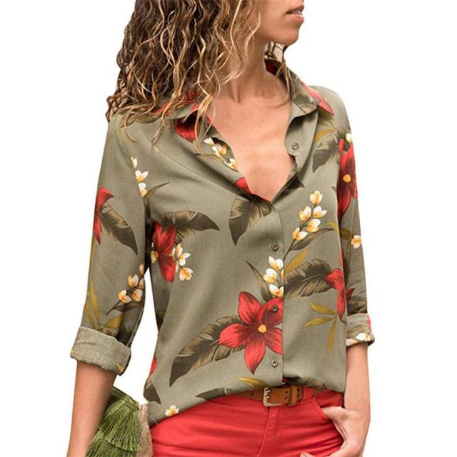 Women Long Sleeve Turn-down Collar Chiffon Blouse Shirt Casual Tops Plus Size Elegant Work Shirt