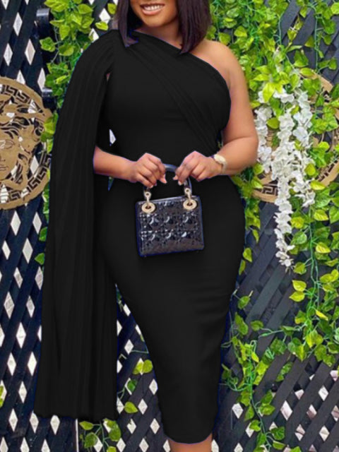 Party Dress Blue Elegant Celebrity Sexy One Shoulder Ruched Ribbon Bodycon Plus Size Red Dinner Date Out Night Dresses XL